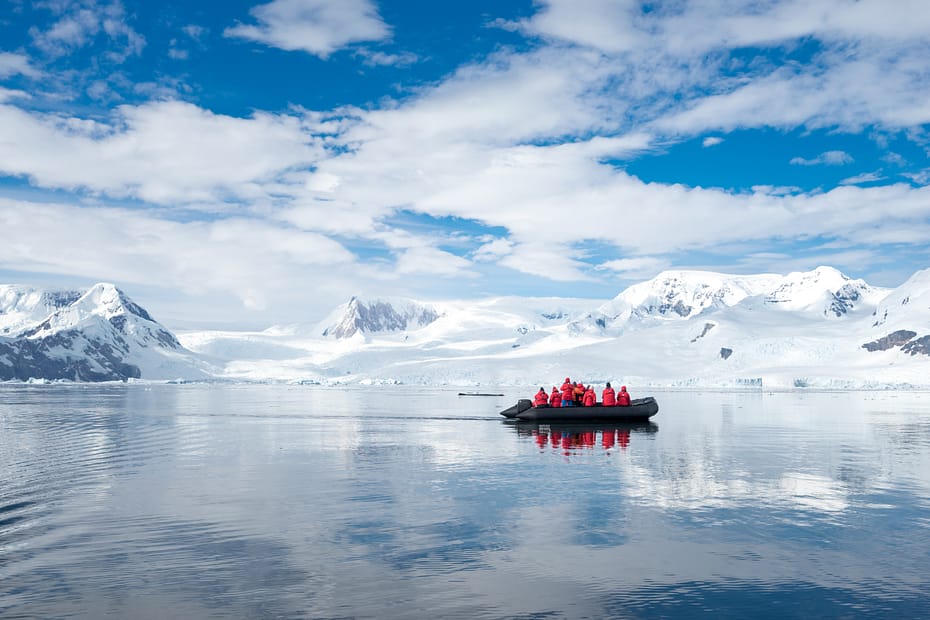 Zodiac boat in Antarctica