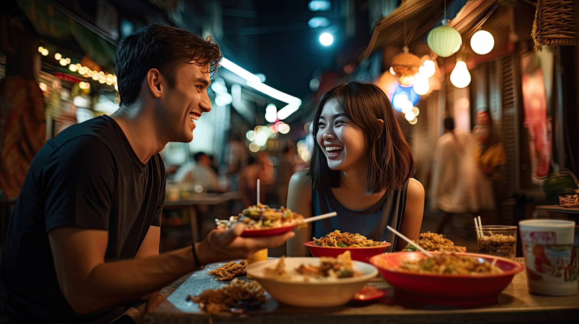 Couple eating Japanese Food